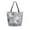 Silver Metal Flower Pattern, variant on Open Top Canvas Tote Bag with Zipper Reusable Shopping Bag 13.5x15" Roomy Carryall Silver Metal Flower Pattern