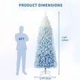 thumbnail image 3 of CazToi 7.5ft Artificial Pencil Christmas Tree Blue Gradient Pre-Lit Snow Flocked Xmas Tree for Home Office Party, 3 of 12