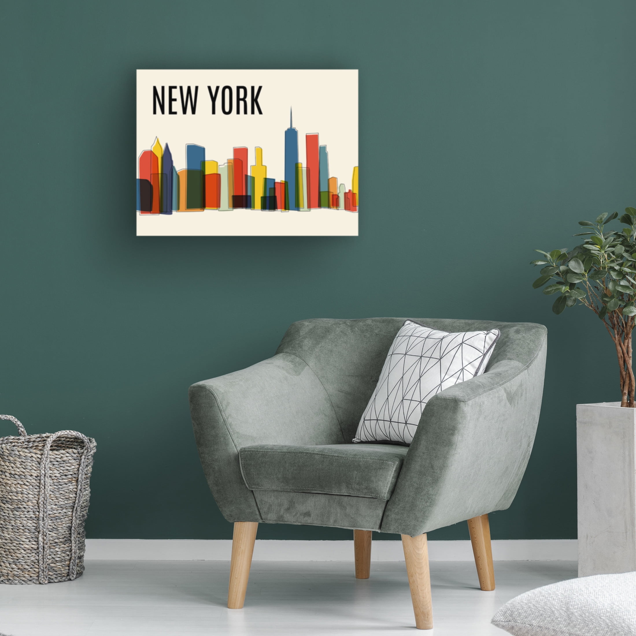 Canvas Wall Art - Tom Quartermaine 'New York Mid Century Modern Cityscape' Wall Art for Living Room, Bedroom, or Office Décor by Trademark Fine Art - 32 x 24 Inches