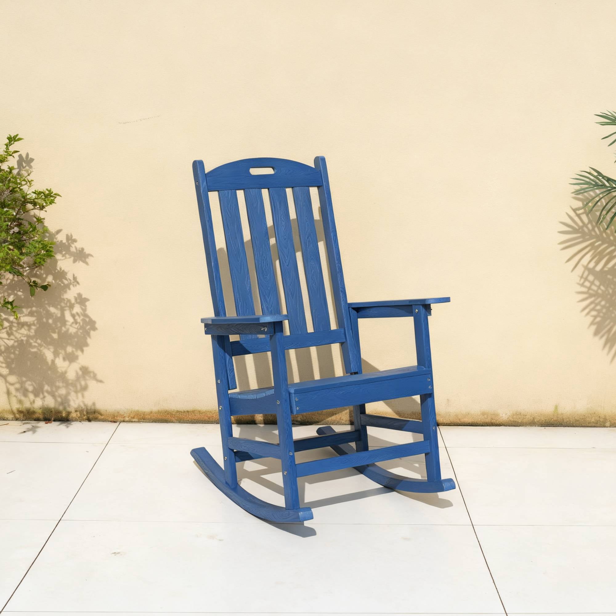 All Season Patio Rocking Chair, Leisure Swing Chair for Outdoor Garden Balcony Relaxation Daily Rest Space, Dark Brown