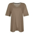 thumbnail image 4 of Womens Tops Women's Fashion V-Neck Classic Loose Solid Color Casual Short Sleeve T-Shirt, 4 of 6