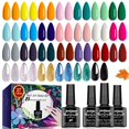 thumbnail image 1 of Juego de esmaltes de uñas JEWHITENY, 30 unidades, 27 colores con capa base superior, 1 of 7