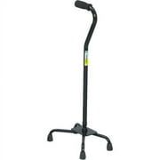 Essential Medical Supply Height Adjustable Quad Walking Cane with 4 Legs for Stability in Black with Standard Base