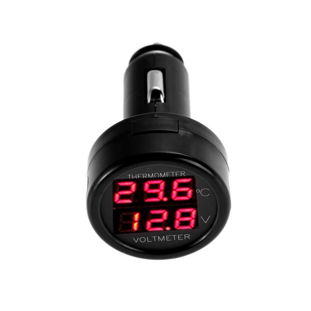 Cargador Auto Monitor de termómetro de voltímetro digital para coche, SUV, RV, camión, barco (rojo+rojo) Likrtyny Para estrenar