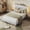 Light Gray, variant on Bestier Queen Platform Bed with Adjustable Storage Headboard Shelf, LED Corduroy Upholstered Bed Frame, Cream