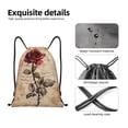 thumbnail image 5 of Drawstring Backpack - Vintage Rose Botanical Art Splash Proof Small Drawstring Gym Bag for Women Men, Cinch Sports String Bag Backpack for Travel Swimming Beach, 5 of 8