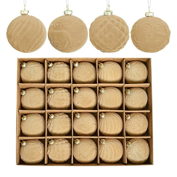 sruoe Christmas Tree Ornaments, Christmas Balls, Shatterproof Xmas Decoration, Ball Ornaments Set, Flocked Christmas Balls, Christmas Tree Hanging Baubles Ball for Party Holiday Decor