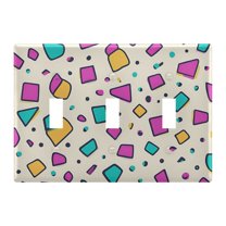 Yayeee Toggle Light Switch Wall Plate 3-Gang 6.37"x4.48" Decorative Outlet Cover, Beige Retro Pattern