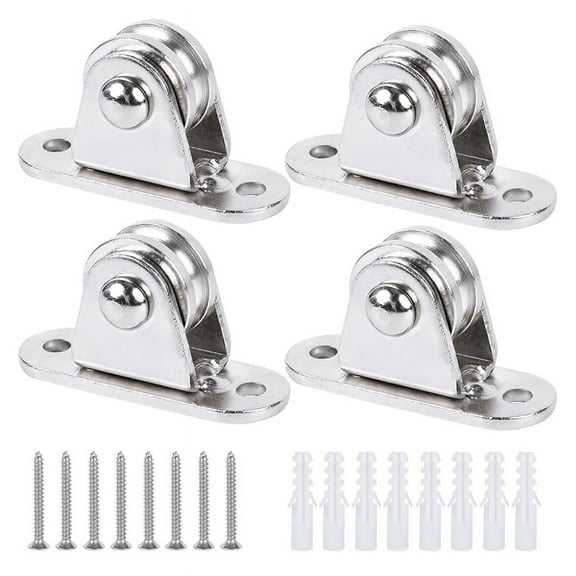 Pulley Block 1Inch Stainless Steel Mini Duplex Roller Frictionless Silent Wheel Heavy Duty Fixed - 1 Set