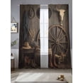 thumbnail image 2 of Western Vintage Sheer Curtains 84 Inch Length 2 Panels Set Window Treatments, Country Cowboy Boots Cow Skulls Retro Rod Pocket Semi Curtains for Living Room/Bedroom/Kitchen Décor, 104"W x 84"L, 2 of 7