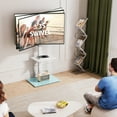 thumbnail image 6 of FITUEYES Floor TV Stand with Tempered Glass Base and Height Adjustable, White, 6 of 6