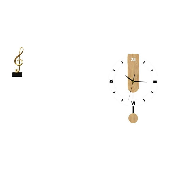Figura de escritorio,Escultura de nota musical para escritorio,oficina,decoración del hogar,Reloj de pared,Reloj de pared decorativo para baño y dormitorio.,Reloj de pared redondo silencioso