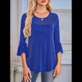 thumbnail image 4 of Blusa Elegante con Volantes para Mujer, 3/4, Cuello Redondo, Doble Capa, , Túnica. Azul XXL, 4 of 9