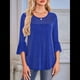 thumbnail image 4 of Blusa Elegante con Volantes para Mujer, 3/4, Cuello Redondo, Doble Capa, , Túnica. Azul M, 4 of 9