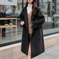 thumbnail image 2 of Hueook Winter Womens Warm Coat Hooded Jacket Women's Casual Hooded Solid Wool Coat Long Sleeve Hooded Casual Coat/jacket Black M, 2 of 4
