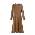 thumbnail image 1 of Birdeem Robe Longue d'Été pour Femmes Mode Féminine Couleur Unie Tricotée Manches Longues Col Rond Robe Manches Longues pour Femmes, 1 of 3