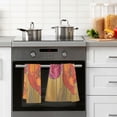 thumbnail image 4 of Yayeee 100% Cotton Hand Towels for Bathroom 16" x 28" Soft Absorbent Kitchen Towel, Orange Abstract Floral, 4 of 7