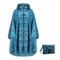 thumbnail image 1 of Advancent Mujeres Hombres Capa de lluvia Cremallera frontal Transpirable Poliéster Ropa impermeable Camping Viajar Capa impermeable portátil Paraguas de lluvia Flor azul oscuro, 1 of 6