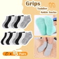 thumbnail image 4 of 15 Pairs Toddler Grips Socks, Kids Non Slip Socks with Grippers for Active Baby Boys Girls 6Months-7Years, 4 of 7