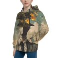 thumbnail image 2 of Uemuo Surreal Floral Mindscape Pattern Hooded Sweatshirt for Youth Pullover with Kangaroo Pocket Trendy youth sweatshirt Casual Hoodie for Boys and Girls-Large, 2 of 6