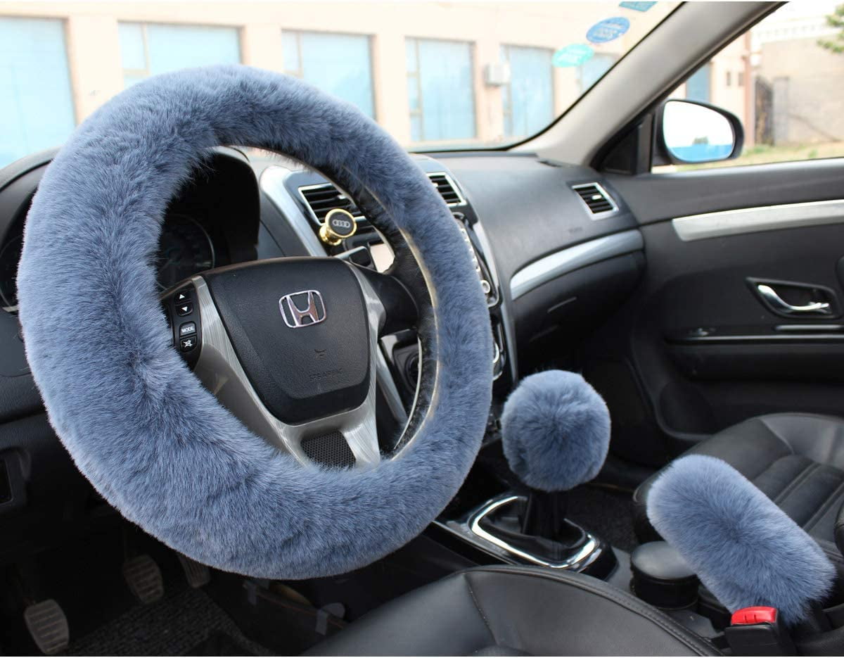Purple Universal Fashion Furry Faux Wool Fur Steering Wheel Cover car Interior auto Accessories 15 38cm 