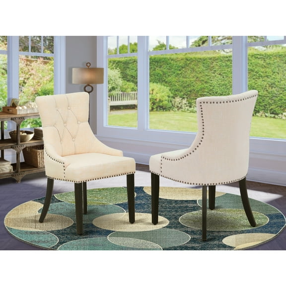Parson Dining Chairs Set of 2 - Linen Fabric Upholstered Accent Chairs, Beige