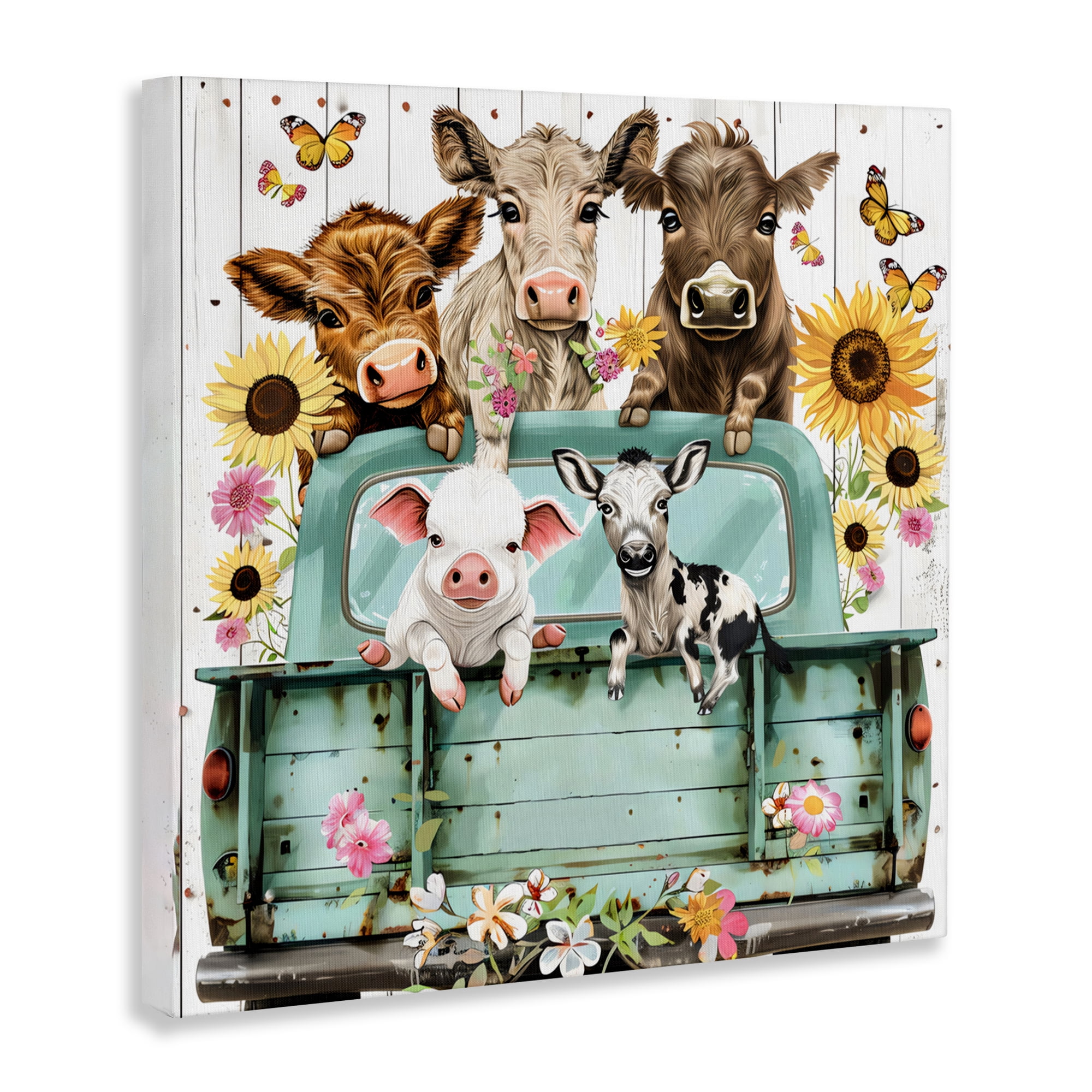 Stupell Industries Barnyard Friends in Vintage Truck Canvas Wall Art, design by Creative Studio