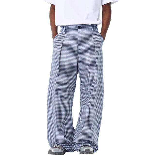 Men's Casual Sport Flared Trousers with Checked Pattern Modern Loose Fit and Functional Style for Everyday Wear