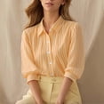 thumbnail image 2 of YTCAMLO Striped Dress Shirts for Women, Casual Loose Fit 3/4 Sleeve Button Down Shirts, Business Office Work Collared Blouses, 2 of 9
