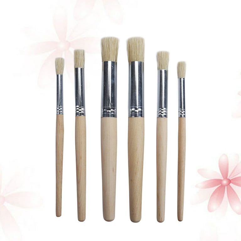 Frcolor 6pcs/set Professional Paint Brushes Round Pointed Tip Nylon Hair Wooden Handle Artist Acrylic Brush for Acrylic Watercolor Oil Painting, Size