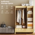 thumbnail image 4 of HOMCOM Wardrobe Closet with 3 Doors and 2 Drawers Bedroom Armoire Natural, 4 of 8