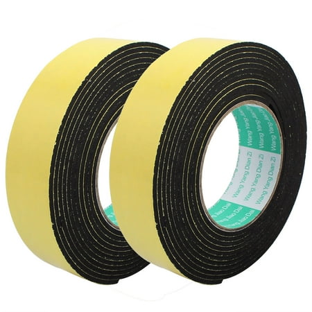 2 Pcs 4M 35mm x 3mm Single-side Adhesive Shockproof Sponge EVA Tape Yellow Black