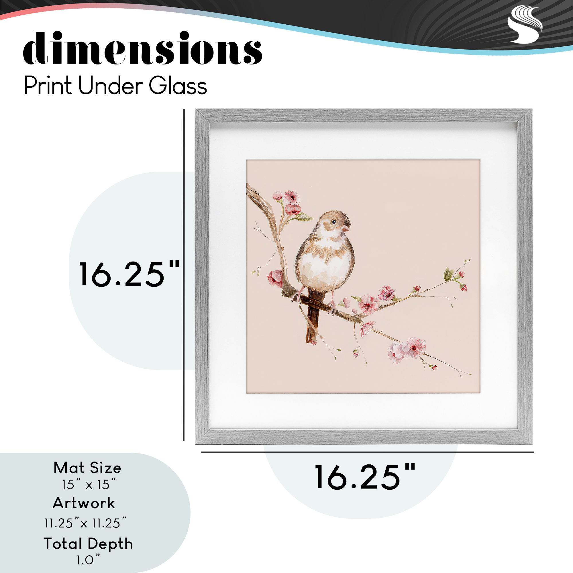 Sweetest Brown Bird Gray Framed Print Under Glass, design by Lisa Wehmeyer