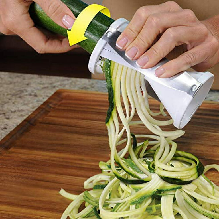  Veggetti Veggie Slicer, Dual Stainless Steel Blade Vegetable  Cutter for Thick or Thin Noodle, Works with Zucchini, Squash, Cucumbers,  Carrots, and more,White : Home & Kitchen