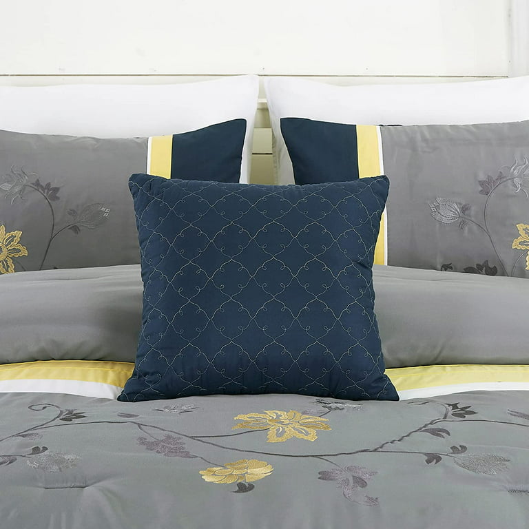 Blue Grey Embroidered Luxury Bedding Set