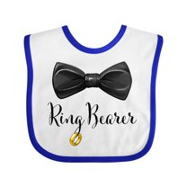 Inktastic Ring Bearer Black Bow Tie and Gold Wedding Ring Boys Baby Bib