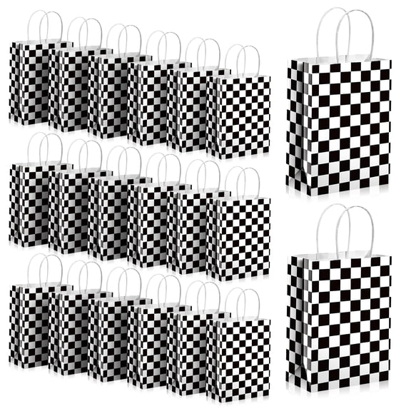 SKTMH 20Pcs Race Car Party Favor Bags Race Car Party Decorations Race Car Gift Bags Race Car Party Goodie Bags Black White Checkered Goodie Bags Racing Car Treat Bags for Racing Car Party Decorations