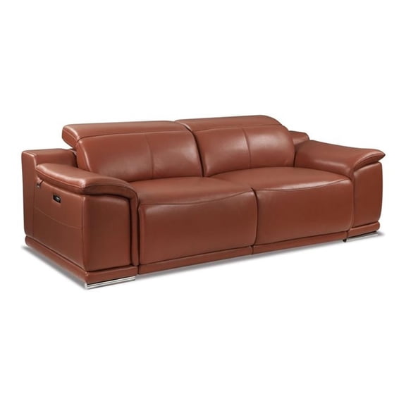 Titan Furnishings Genuine Italian Leather Power Reclining Sofa in Camel