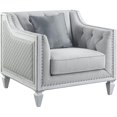 thumbnail image 1 of ACME Chaise Katia en Lin Gris et Finition Blanche, 1 of 5