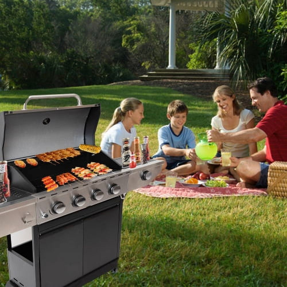 SSJL Outdoor Grill 4-Burner Stainless Steel Propane Gas Grill with Side Burner