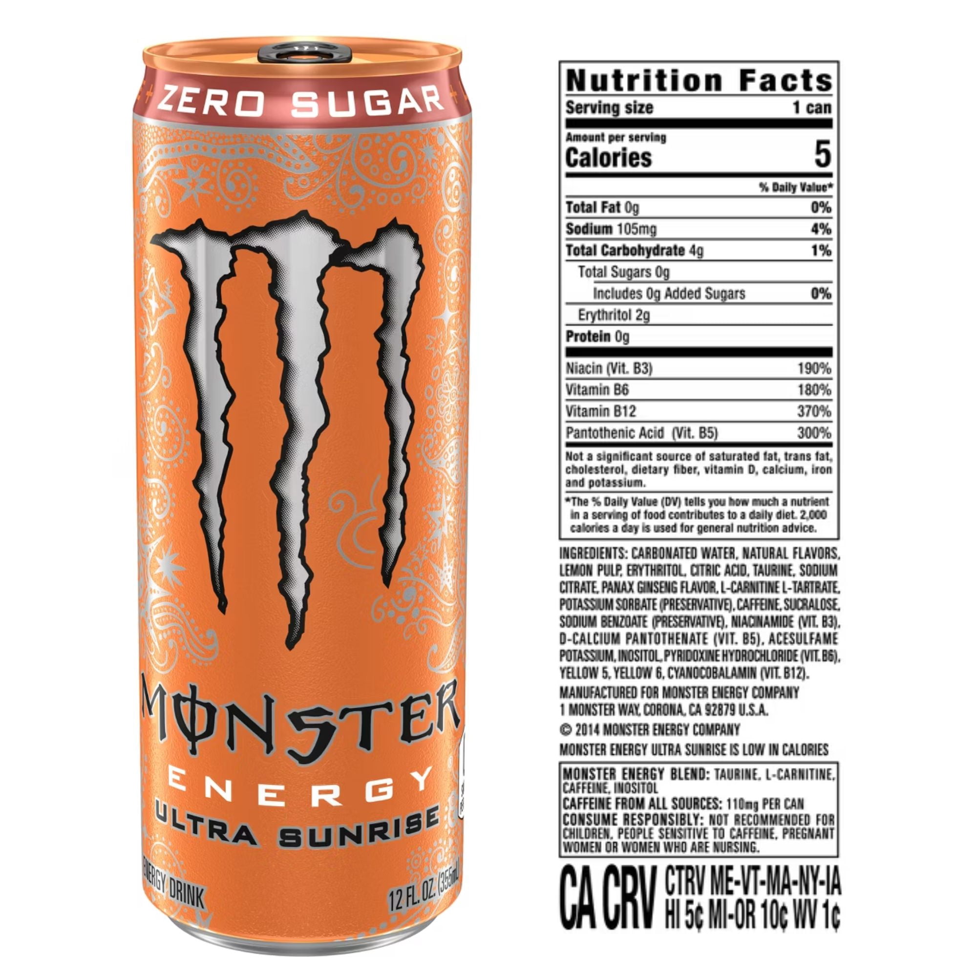 Monster Energy Ultra 12oz 4‑Flavor Sampler Pack – Zero Ultra, Blue Hawaiian, Sunrise & Strawberry Dreams (4 Cans)