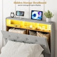 thumbnail image 3 of ARICOEASY Twin XL Bed Frames with Hidden Storage Headboard & Drawers, Upholstered Twin XL Platform Bed with LED Lights, Type-C Charging Station, No Box Spring Needed, Solid Wood Slats, Light Grey, 3 of 10