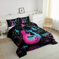 thumbnail image 3 of Castle Fairy Music Guitar 3 Pieces Queen Comforter Set,Pink Blue Ultra Soft Bedding Sets,Musical Notes Bedding Comforter Set,Ultra Soft Melody Home Decor,Reversible, 3 of 8
