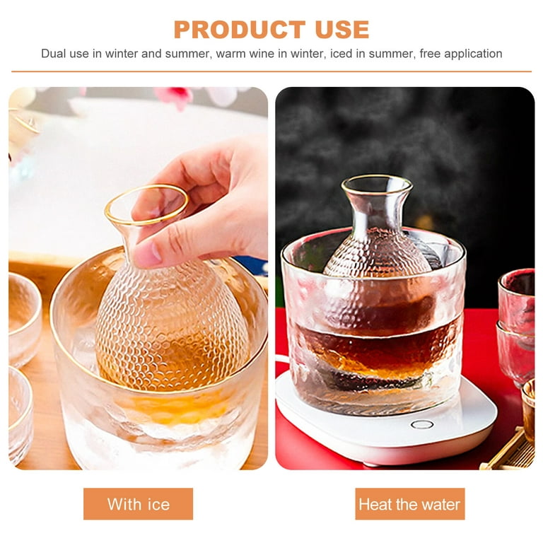 1 Set of Japanese Style Ice Bucket Wine Warmer Practical Sake Bottle  Transparent 