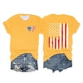 thumbnail image 2 of Hauts d'Été pour Femmes Jour de l'Indépendance Drapeau Col Rond Imprimé Lettre Manches Courtes T-Shirts pour Femmes Jaune m, 2 of 4