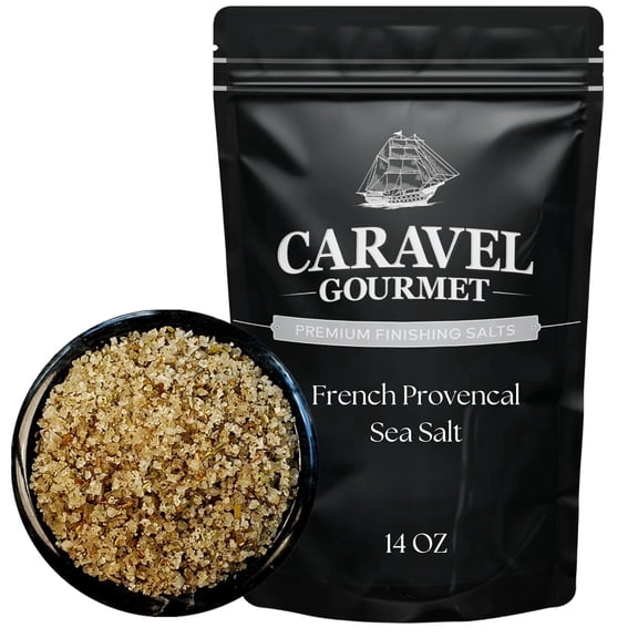 Caravel Gourmet French Provencal Sea Salt,  Provencal Herbs Infused Salt, 14 oz Refill Pouch
