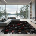 thumbnail image 2 of ODIKA 8'x10' Washable Area Rug Durable, Non-Slip Music Vinyl Note Record Motif Tufted Concentric Groove Round for Living Room, Under Sectional, Family, 2 of 7