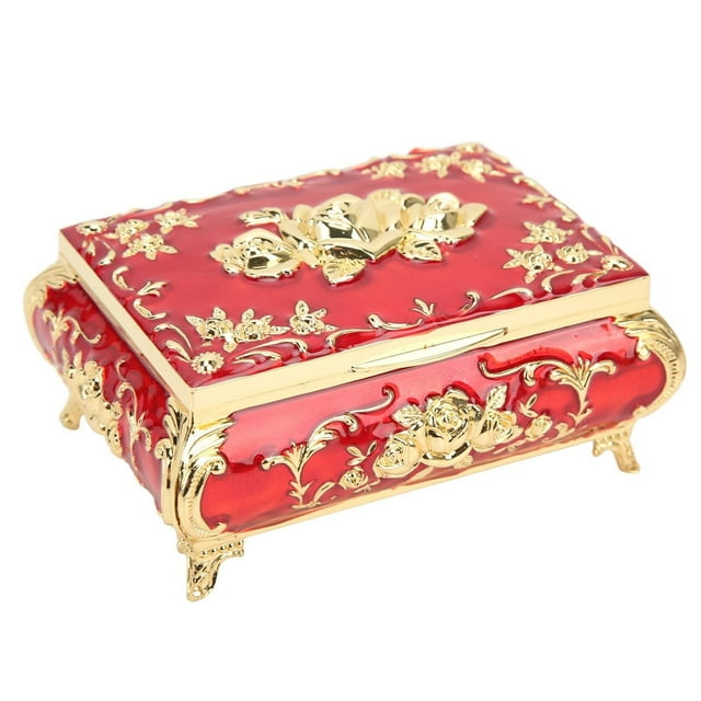 Joyero Vintage, Brillante, Exquisito, Pequeño, Esmaltado, Diseño en Relieve, Organizador de Joyas, Caja de Baratijas, Pendiente, Anillo, Collar, Almacenamiento, Caja de Recuerdos