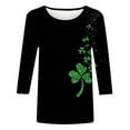 thumbnail image 4 of Ounisa St. Patrick's Day Sweatshirt for Womens Clover Graphic T-Shirts Patty's Day Color 3/4 Sleeve Tee Tops, 4 of 6