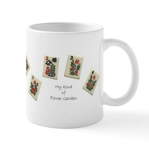 CafePress - Mah Jongg Flower Mug - 11 oz Ceramic Mug - Novelty Coffee Tea Cup